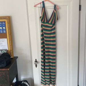 Zara striped crocheted maxi dress